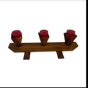 Vintage Danish Wood Tea Light Candle Holders Boho